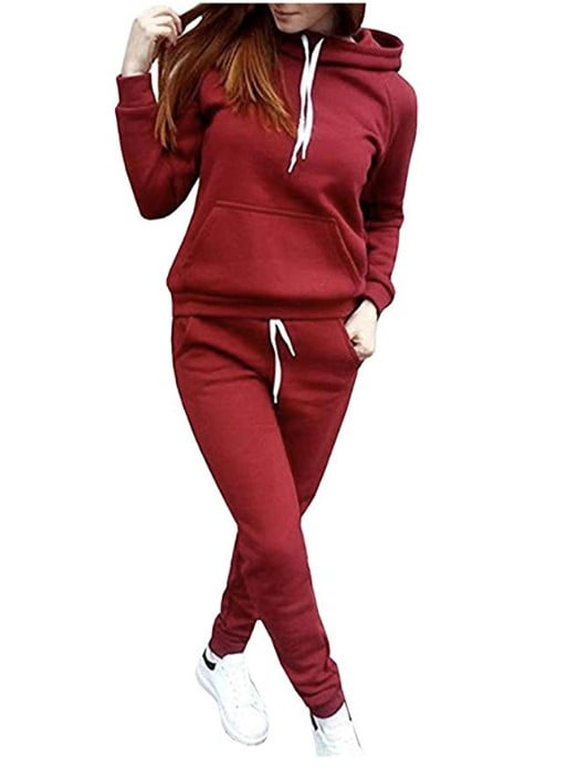 Women's Velour 2 Piece Jogger Sets Hoodies Sweatshirt Long Sweatpants Outfits Sweatsuit 