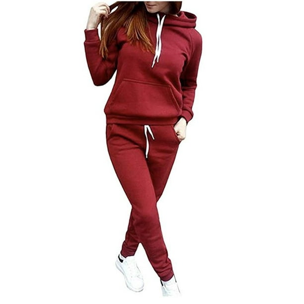 Fysho Womens 2 Piece Pullover Hoodie Sweatpants Sport Tracksuit Jogger  Outfit Matching Sweat Suits Outfits Set - Walmart.com