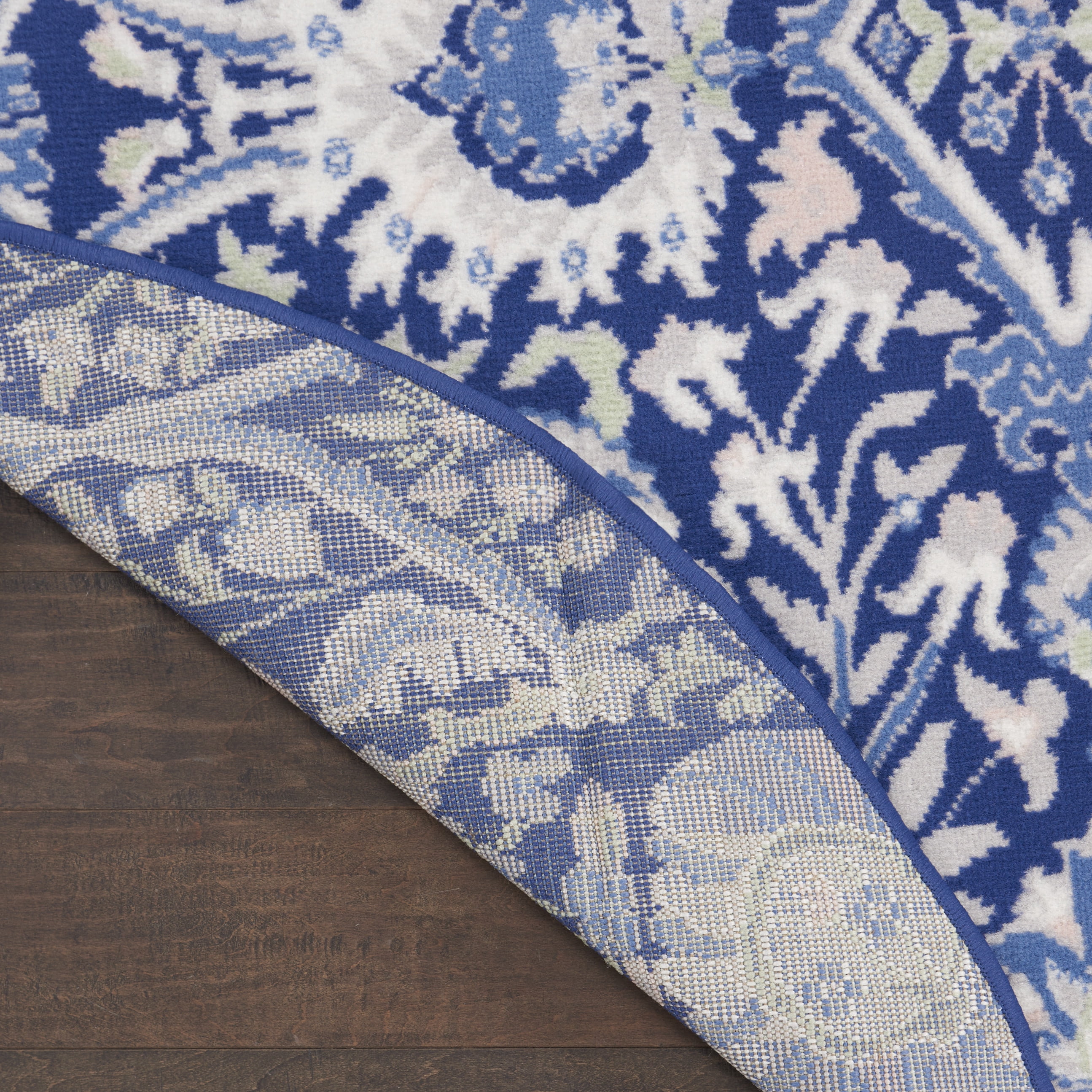Nourison Whimsicle Floral Bohemian Navy Multicolor 5' x round Area Rug, (5' Round)
