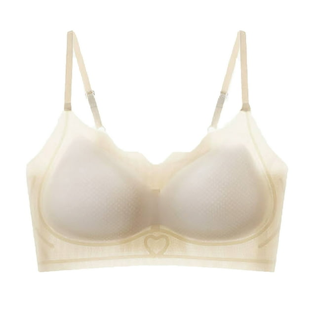 Soutiens-gorge Sans Fil pour Femmes en Soie Glacée Soutien Doux sous-Vêtements Semi-Résistants Rassemblement Rassemblement Sommeil Jaune G