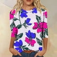 thumbnail image 1 of Ounisa T-Shirts à Manches 3/4 pour Femmes Col Rond Mode Décontractée Quotidienne Imprimé Tissu Doux Respirant Printemps 2026 Quotidien Décontracté Confortable Élégant Tendance Hauts P-2TG, 1 of 4
