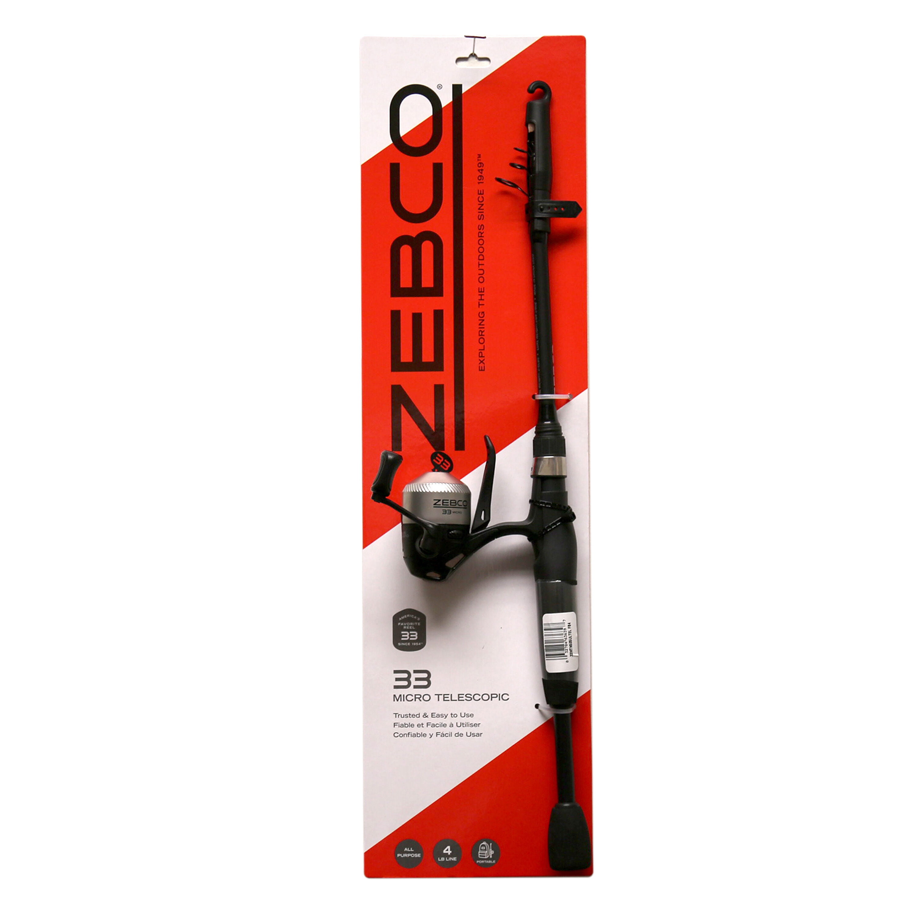 Free Shipping! Zebco 33 Spincast Reel and Telescopic Fishing