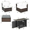 thumbnail image 4 of Costway 6PCS Patio Rattan Furniture Set 42" Fire Pit Table Cover Sofa Cushion Black, 4 of 10