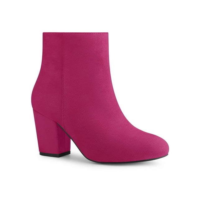 Unique Bargains Bottines à Talon Bloc à Fermeture Éclair Latérale pour Femmes