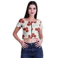 thumbnail image 1 of Moomaya Boat Neck Zipper Top Short Sleeve Viscose Jersey Crop Tops For Women, 1 of 5