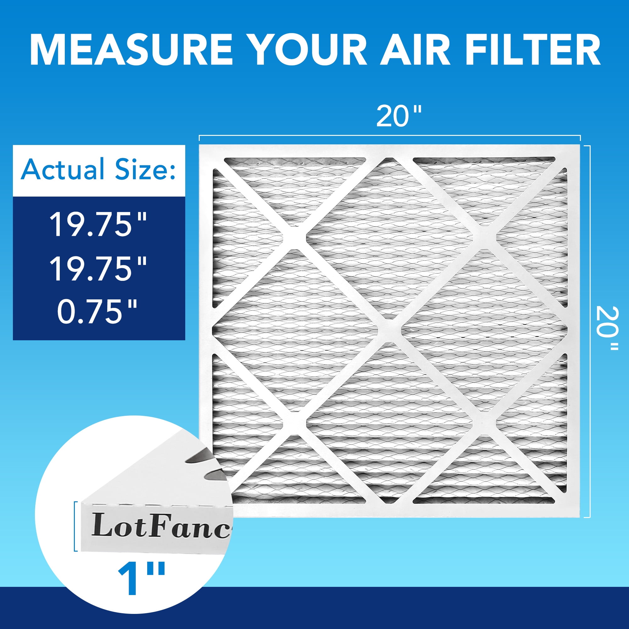 LotFancy 20x20x1 Air Filters, MERV 13 Pleated HVAC AC Furnace Air Filters, 4 Pack