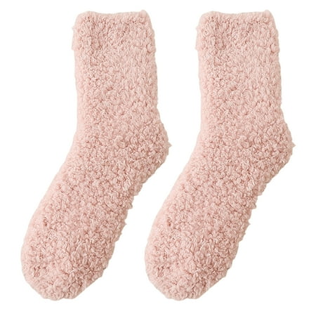 

Waroomhouse 1 Pair Floor Socks Striped Fuzzy Stretchy Soft Mid-calf Cold Resistant Comfortable Winter Thermal Women Indoor Home Slipper Sleeping Socks for Daily Wear