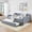 Dark Blue + MDF+3, variant on KAIFENG Pink Tufted Button Convertible Daybed Three In One Pull Out Trundle Side Storage Compact Guest Sofa Bed