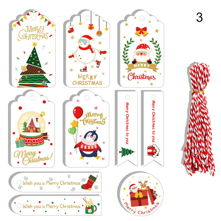 Pnellth 1 Set Christmas Themed Gift Tags Foldable Paper Present Wrapping Gift  Labels for Gifts 