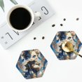 thumbnail image 4 of Yiaed Exotic Blue Cat Print Leather Coasters for Drinks - Cup Coasters Coffee Table Kitchen Table Bar, Home & Office Gifts Handmade Drink Coasters-Hexagon, 4 of 6