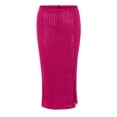 thumbnail image 6 of Women's Sequin Bodycon Pencil Skirt, High Slit with Zipper Detail, Glamorous Midi Skirt for Evening Parties or Night Out, Hot Pink - M, 6 of 7