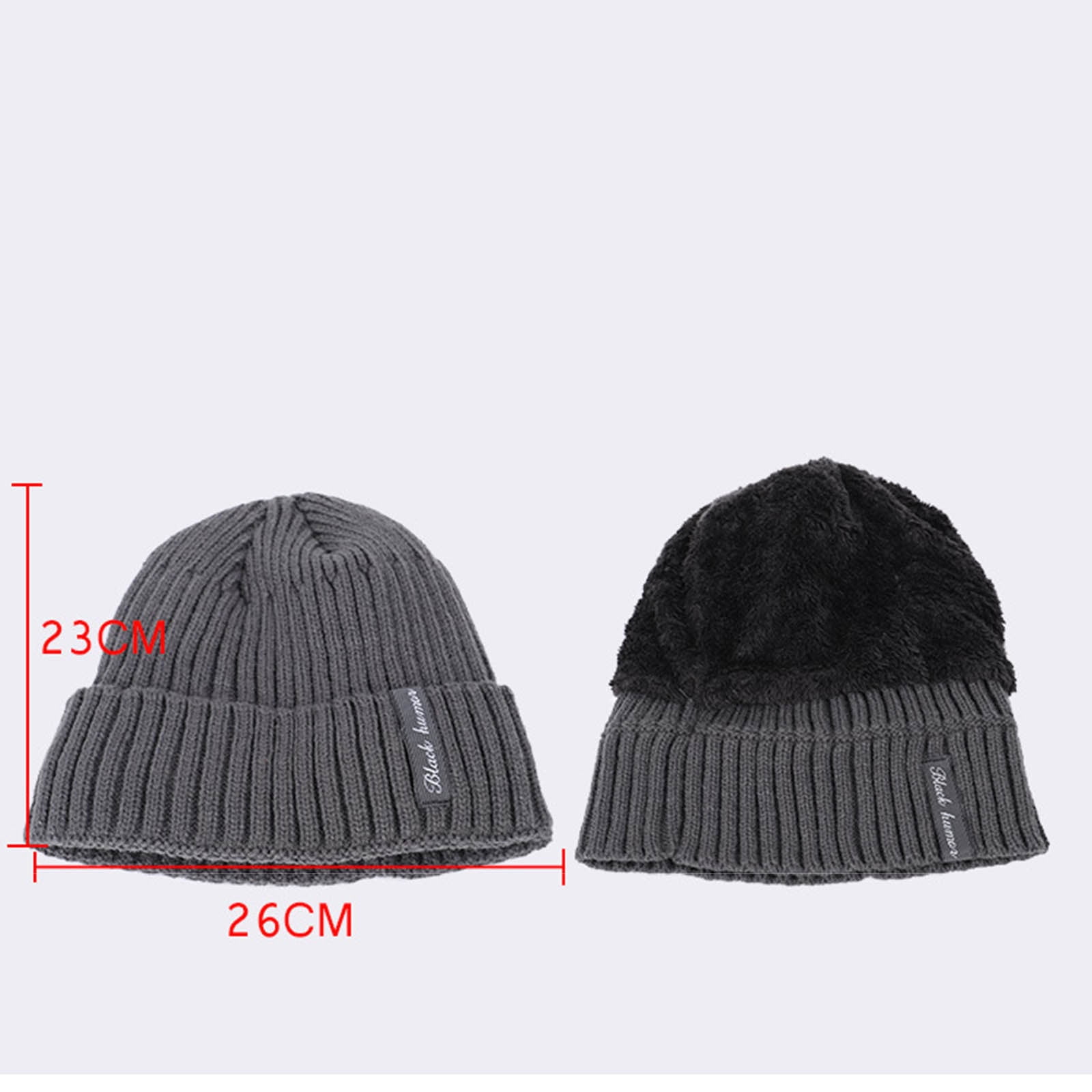AWZXDE Unisex Basic Style Knitted Cap with Inner Wool for Winter