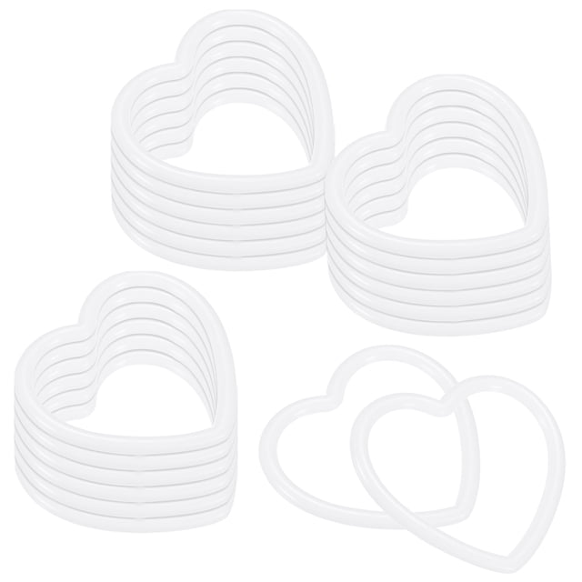 Uxcell Paquete de 20 Anillos Atrapasueños, 3.1 Pulgadas, Forma de Corazón de Plástico, Aro de Macramé para Decoraciones de Manualidades DIY en Blanco