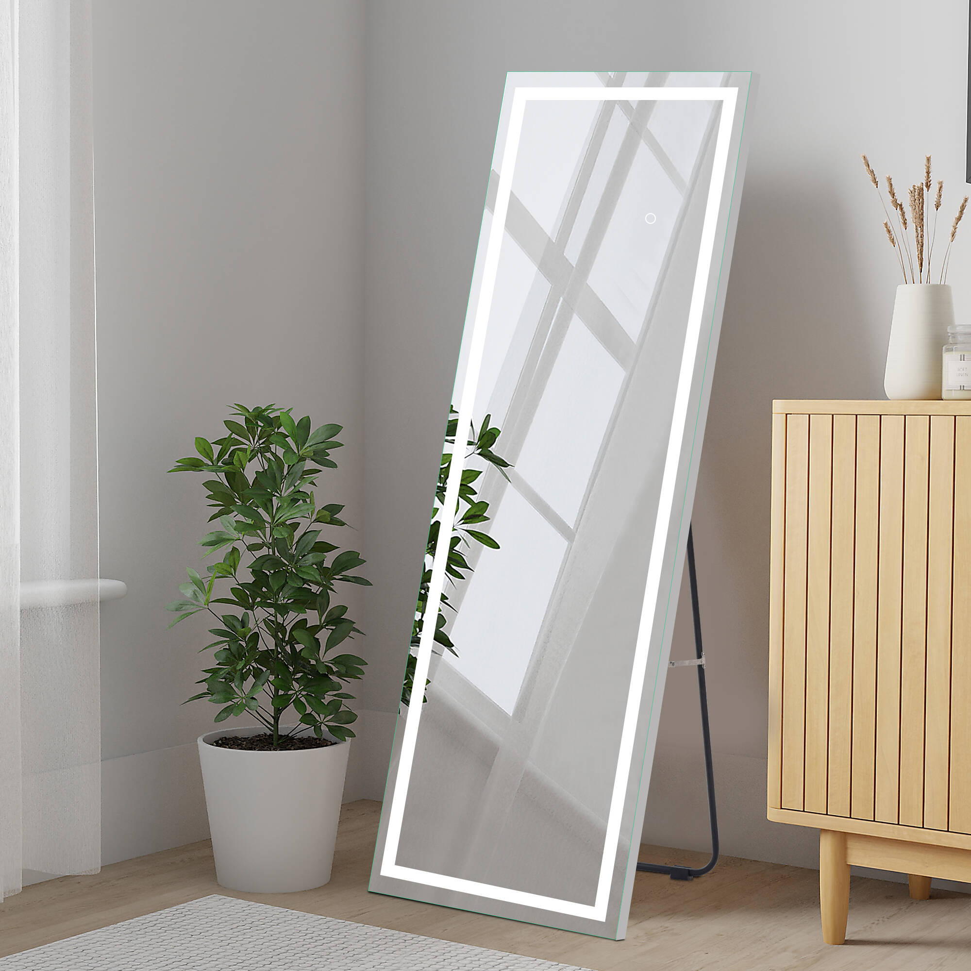 LED Full-Length Mirror Standing Mirror 63"x20",Sliver