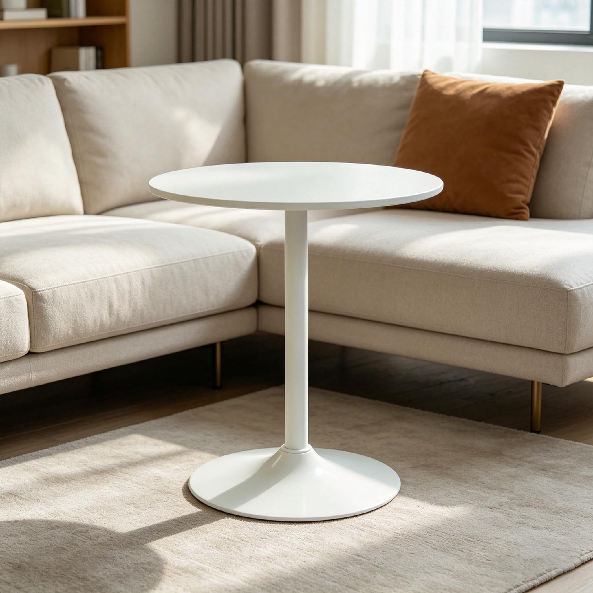 31.5" Dining Table for 2-4 with Enlarged Pedestal Base, Round Bar Table Top, Kitchen Table for Kitchen Living Room Cafe Small Spaces, White