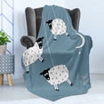 thumbnail image 4 of Saying Soft Flannel Fleece Throw Blanket, Hanging Sheep Star and Crescent Moon Sleeping Themed Illustration, Cozy Plush for Indoor and Outdoor Use, 50" x 70", Slate Blue Black White, by Ambesonne, 4 of 5