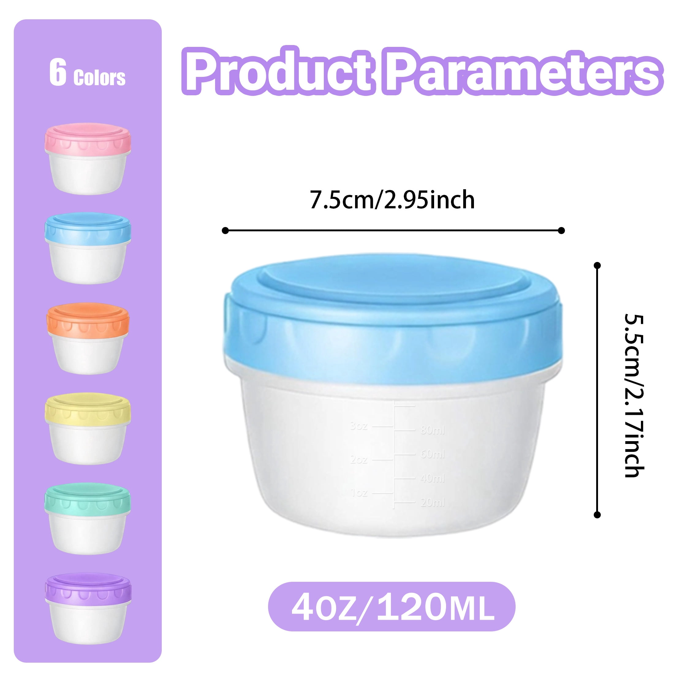 4oz Small Plastic Food Storage Containers with Lids, Leakproof Freezer Mini Meal Prep Containers, Portable Travel Snack Sauce Cups