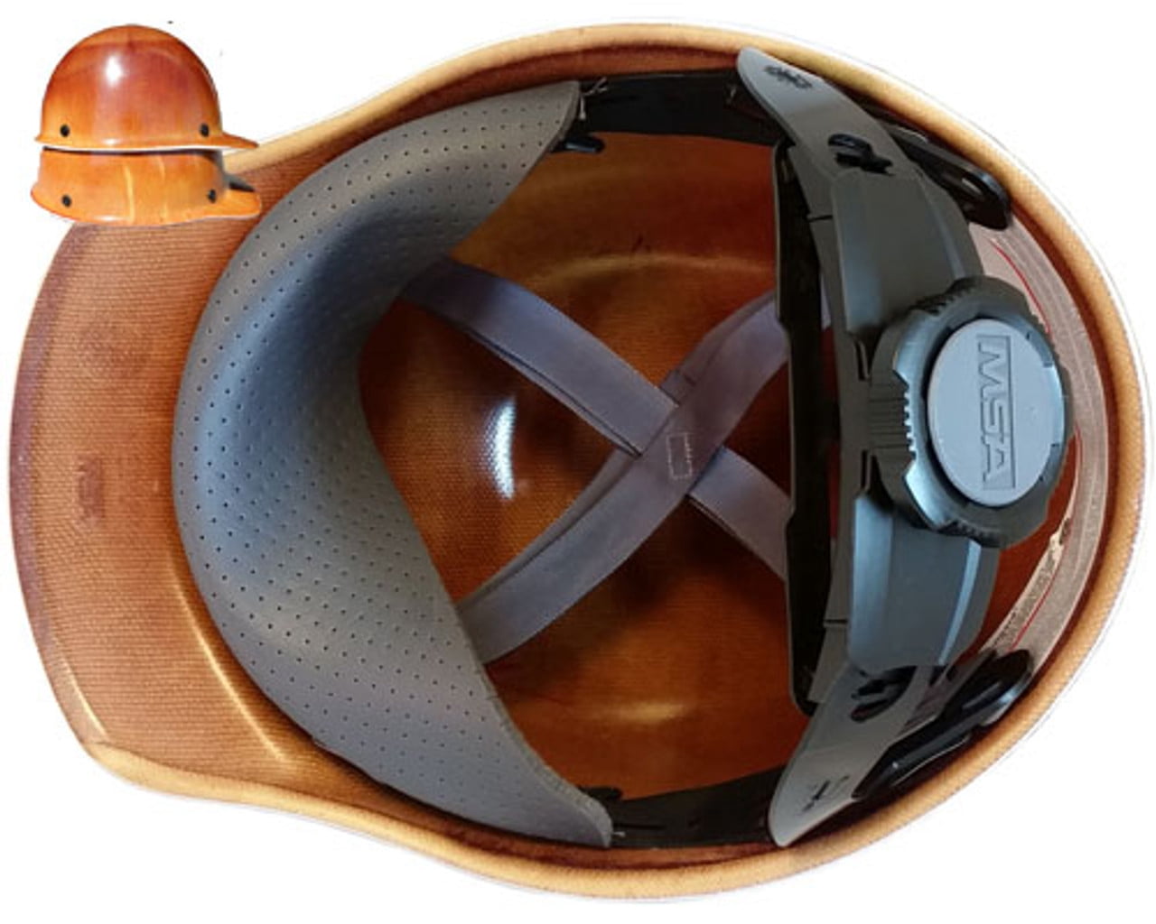 MSA 475405 Skullgard Cap Style Safety Hard Hat with Fas-Trac III Ratchet Suspension | Non-slotted Cap, Made of Phenolic Resin, Radiant Heat Loads up to 350F - Large Size in Natural Tan