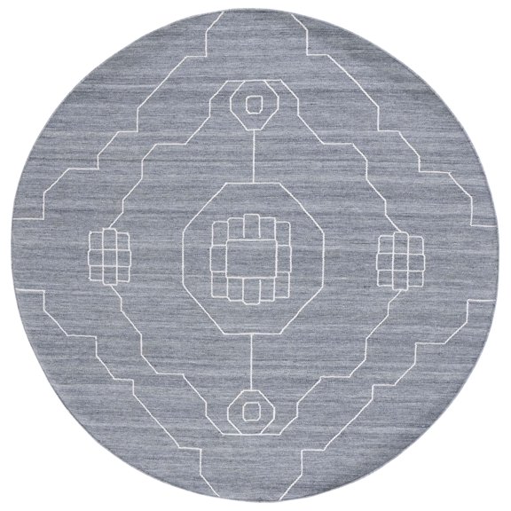 SAFAVIEH Kilim Adair Geometric Area Rug, Dark Grey/Ivory, 7' x 7' Round