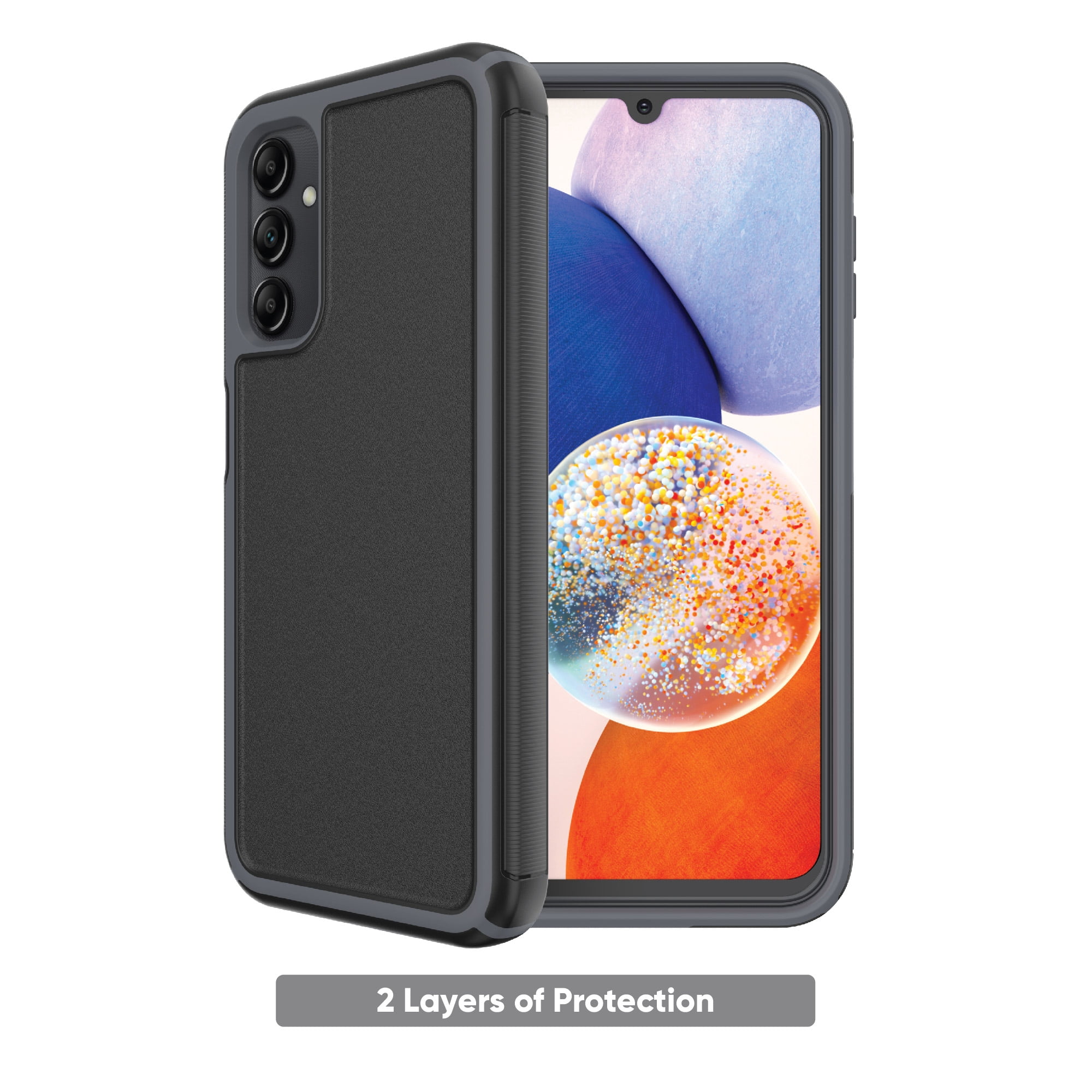 onn. Slim Rugged Phone Case for Samsung Galaxy A14 5G - Black/Gray