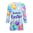 thumbnail image 4 of HAVUITYY Easter 3/4 Sleeve Sweaters for Womens, Cute Bunny Eggs Printed Womens Goung Out T-Shirts, Women's Spring Lightweight Tops, 4 of 5
