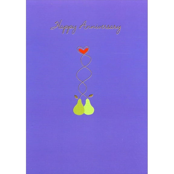 Designer Greetings Two Pears and Small Red Heart Anniversary Congratulations Card for Couple