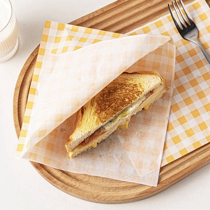 Riapawel Checker Bear Food Pouch Sandwich Bread Pocket Wrap Donut Open Greaseproof Food Packing
