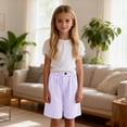 thumbnail image 7 of OGLCCG Girls Plaid Bermuda Shorts Knee Length Wide Leg Shorts with Pockets Loose Casual Elastic Waist Summer Shorts 4-14 Years, 7 of 7