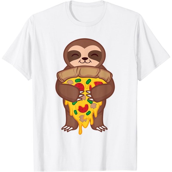 Sloth Holding Pizza Funny Foodie Animal Lover Gift Unisex T-Shirt for Men Women Kids Toddler