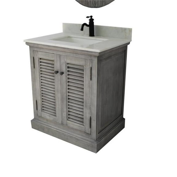 InFurniture WK1931-G plus AP top 31 in. Rustic Solid Fir Sink Vanity In Grey-No Faucet