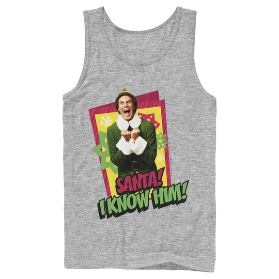 Men's Elf Santa I Know Him Quote Tank Top Athletic Heather Large