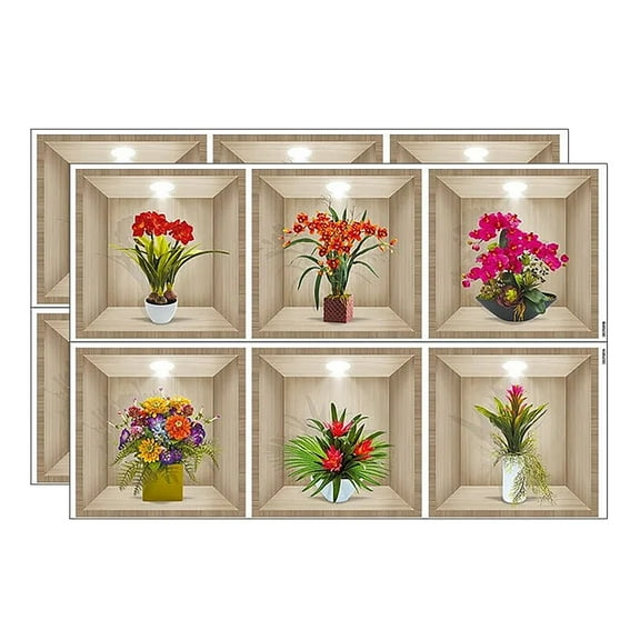 UYUH 3D Flowers Vase Wall Sticker Natural Plants & Leaves Decals for Bathroom, Toilet Decor Self-Adhesive Peel & Stick Vinyl Art for All Walls