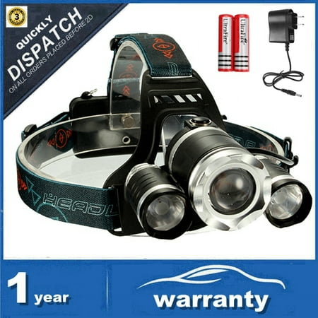 Head Spotlight - CAMTOA LED Rechargeable Headlamp Flashlight for Camping,3×T6 Super Bright LED, High capacity 2200mah Batteries,4 Modes Spotlight