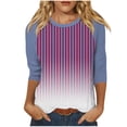 thumbnail image 2 of qelini Womens Fall Tops Casual Plus Size Loose Fitted T-Shirts Fashion Halloween Trendy Dressy Shirt 3/4 Sleeve Round Neck Gradient Printing Pullover Outfit Clothes Purple XL, 2 of 5