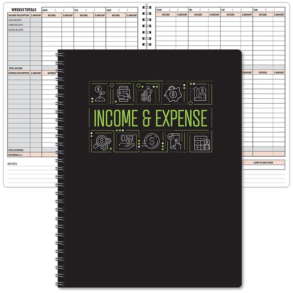 Global Printed Products Income & Expense Accounting Journal 8.5" x 11" Black/Green (GPP-0115)
