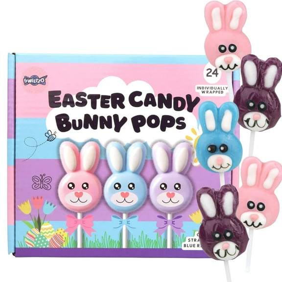 Bunny Lollipops, Easter Basket Candy, 24 Count, 14.2 Ounce Box