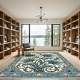 thumbnail image 2 of ODIKA 6'x9' Machine Washable Non-Slip Area Rug, Art Nouveau Teal High Traffic Rug, Blue, 1010960, 2 of 7