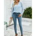thumbnail image 4 of Women Lace Crochet Blouse Tops Casual V Neck Long Sleeve Hollow Elegant T Shirt Cogild, 4 of 7