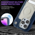 thumbnail image 5 of ELEHOLD Rugged Hybrid Case for iPhone 14 Pro 6.1 inch Three-Layer Protection Hidden Kickstand Compatible with MagSafe Magnetic Shockproof Case,Darkblue, 5 of 5
