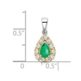thumbnail image 3 of 14k Two-tone Pear Emerald and Diamond Halo Pendant, 3 of 4