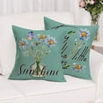 thumbnail image 5 of Spring Summer Flower Throw Pillow Covers 18x18 Inch Set of 4 Daisy Floral Leaves Bloom Plant Butterfly Sunshine Enjoy The Little Things Quotes Farmhouse Decorations Pillow Cases Green White, 5 of 6