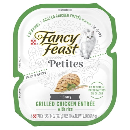 Fancy Feast Petites Gourmet Gravy Wet Cat Food, Petites Grilled Chicken With Rice Entree, 2.8 oz. Tub