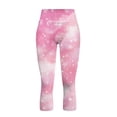 thumbnail image 4 of SCRAWLGOD Tie-Dye Snowflake Pink Elastic Capri Leggings for Women, High Waist Non-See-Through Yoga Leggings with Pockets, Lightweight Breathable Tummy Control Capri Tights, XS, 4 of 7