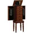 Wooden 6Drawer Jewelry Armoire With Mirror, Distressed Deep Cherry