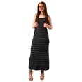 thumbnail image 1 of Peach Couture Racerback Summer Maxi Dress Striped Solid Sundress (Small, Striped Black Grey), 1 of 2