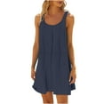 thumbnail image 2 of Hrsba Summer Plus Size Dress,Women's Beach Dress Beachwear Coverups Casual Vacation Short Summer Dresses,Womens Casual Sleeveless Round-Neck Knee-High Dress, 2 of 5