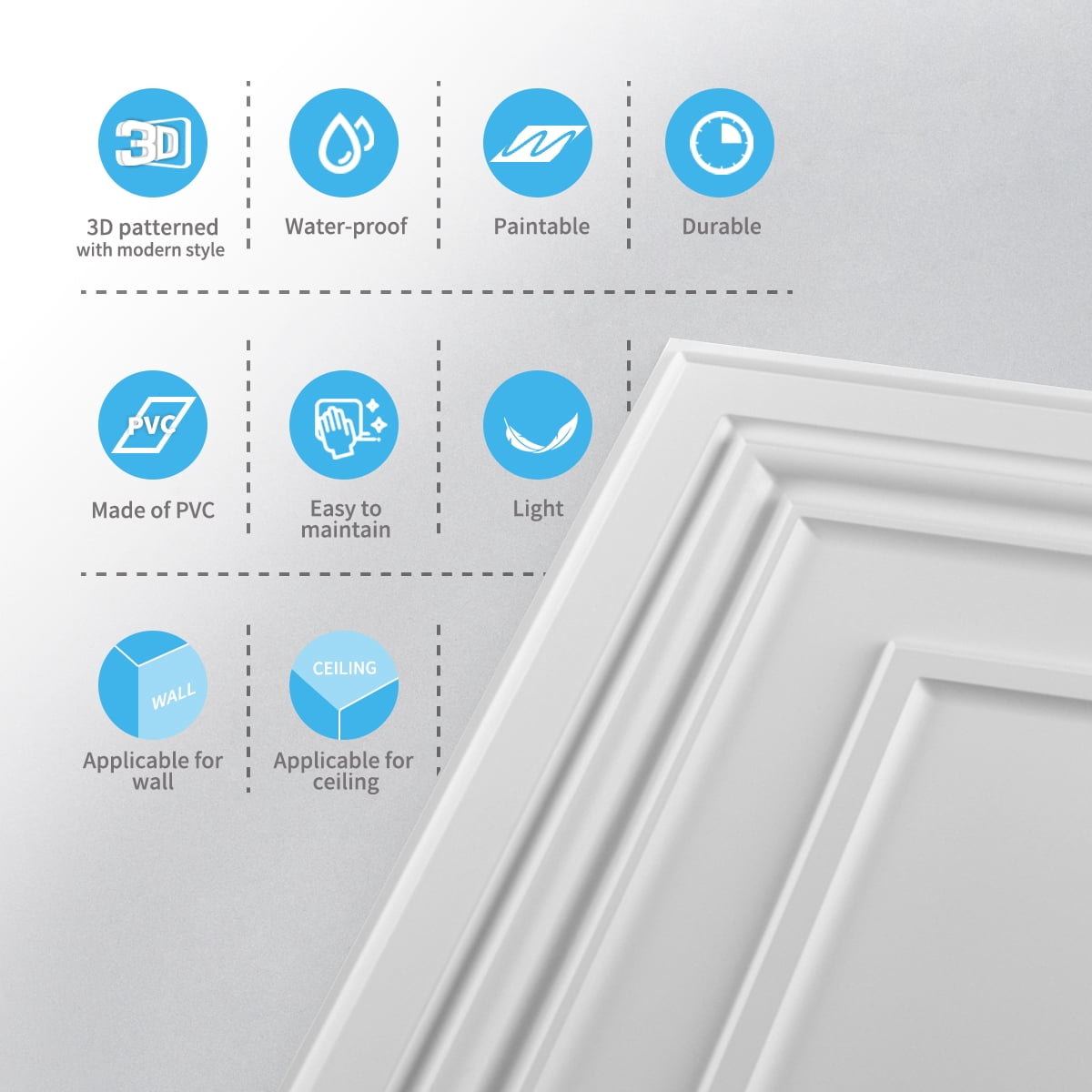 Art3d 12-Pack Matt White PVC Decorative Ceiling Tile 2ft x 2ft for Drop in Grid System