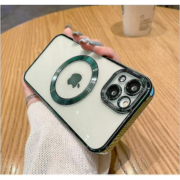 Funda magnética galvanizada simple para iPhone 13 Mini, tacto metalizado, antideslizante, a prueba de golpes, protección para cámara, antiarañazos y anticaídas.
