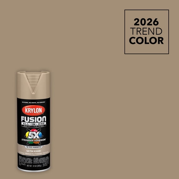 Krylon Fusion All-In-One, Satin, Khaki, 12 oz