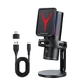thumbnail image 3 of USB Cardioid Condenser Microphone With Desktop Stand Color Led Lights Adjust Sound For PC, Gaming And Podcasting Black, 3 of 5